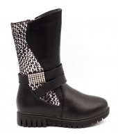 Сапоги детские Flois Kids, комбинир.кожа, шерсть, цвет черный, р-р 27-32 FL-W7329 SPZ 
